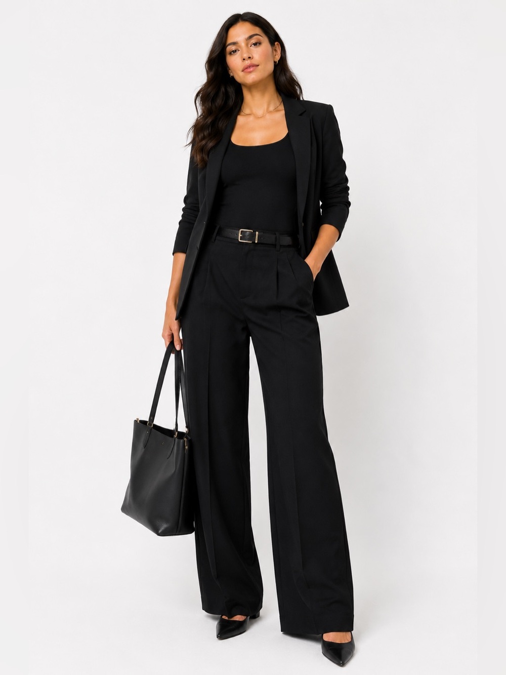 Abercrombie Curve Love Low Rise Wide Leg Trouser Pants Black 34 18R NWT